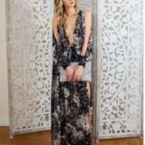 Beautiful blue and cream maxi dress